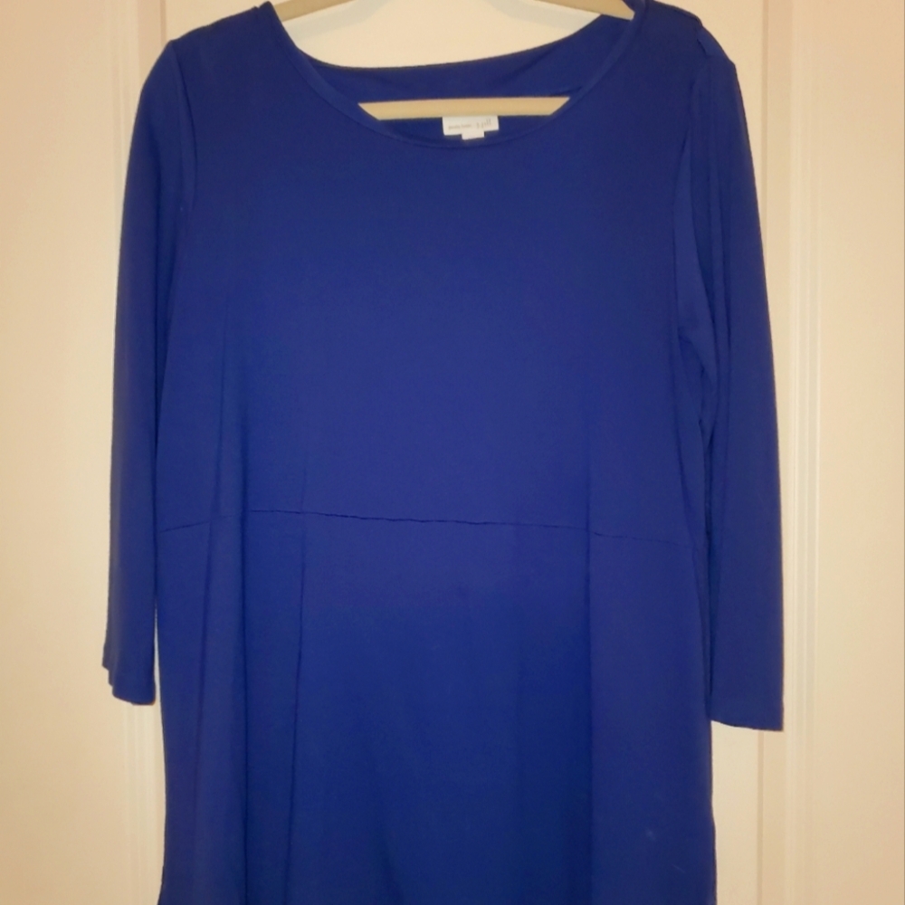J. Jill, Ponte Tunic, M, Royal Blue 3/4 Sleeve